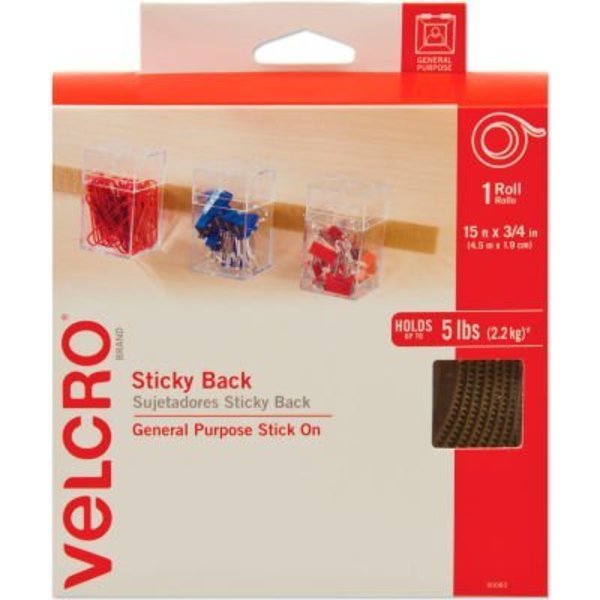 Velcro Brand Reclosable Fastener, 15 ft, 3/4" Wd, Beige 90083